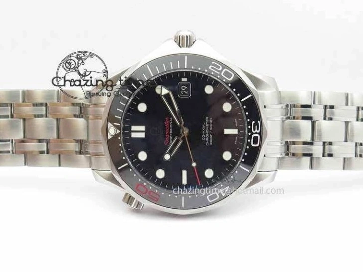 0123 Seamaster 300M 007 SS MK 1:1 Best Edition Black 007 Dial Ceramic Bezel On SS Bracelet A EasyCare 8178